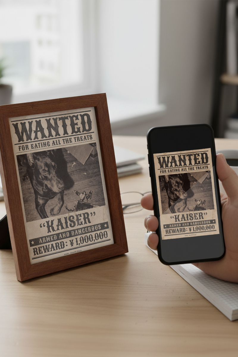 WANTEDポスター データのみ ¥3,600 — オリジナル指名手配デザイン