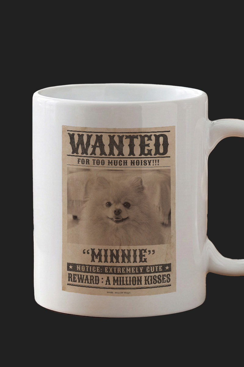 CASE 03 犬（ポメラニアン）WANTEDポスター カスタムマグカップ仕上がり例