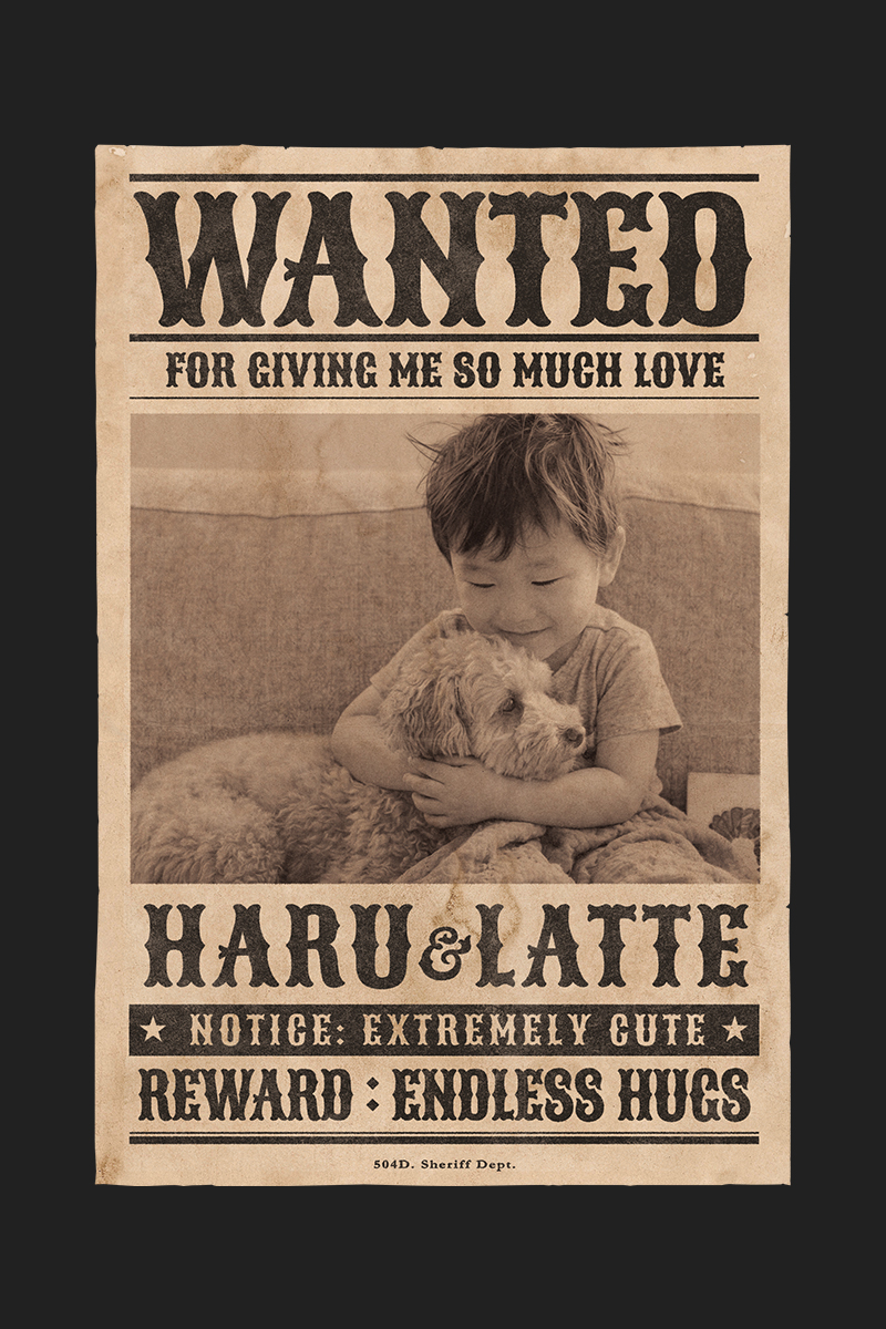 CASE 05 子供・犬 WANTEDポスターデザイン完成例